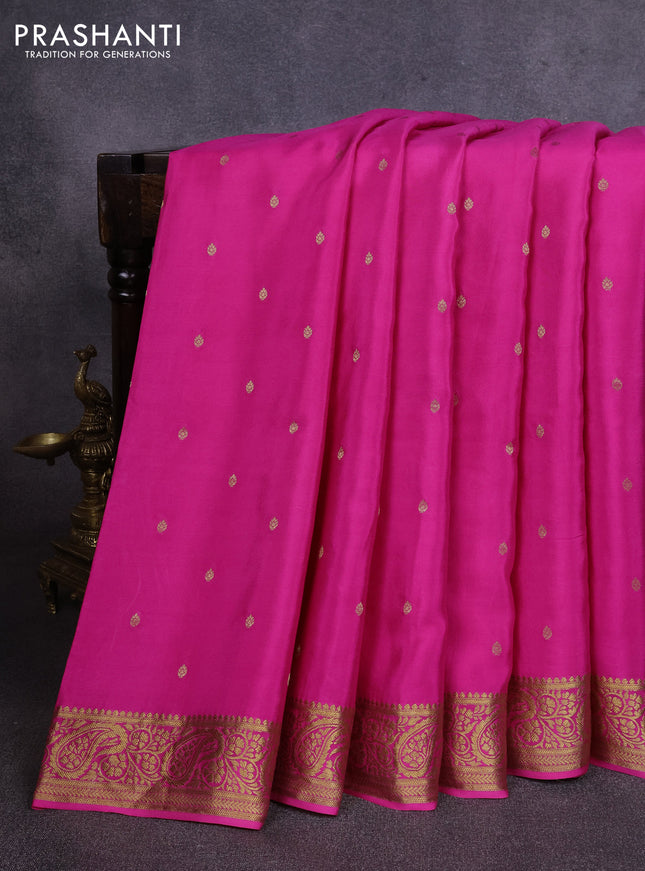 Pure mysore silk saree pink with allover zari woven buttas and embroidery pallu
