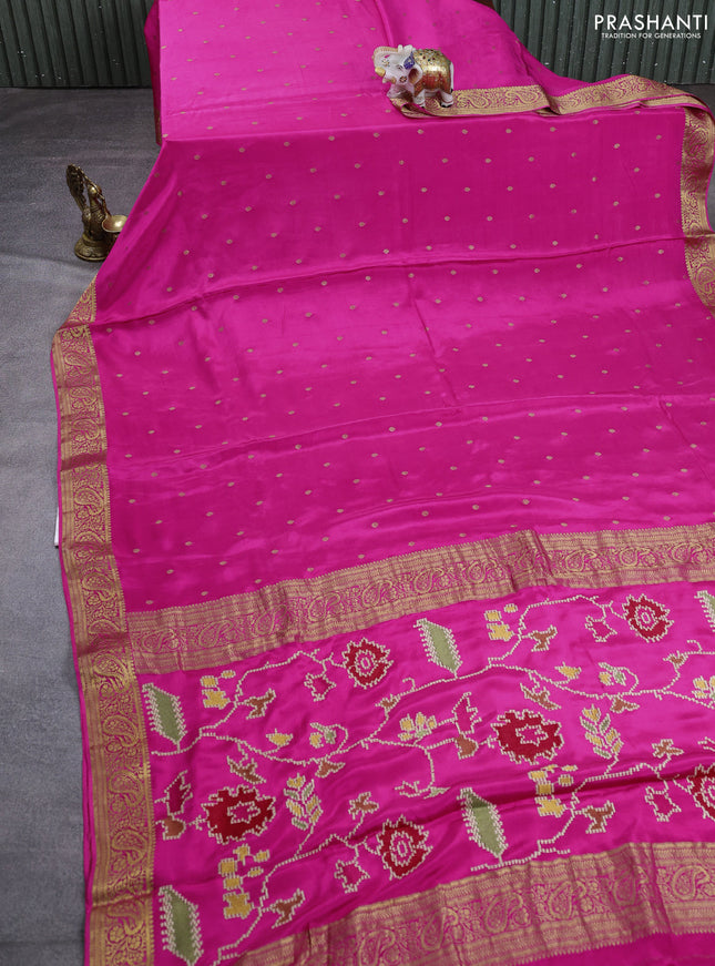 Pure mysore silk saree pink with allover zari woven buttas and embroidery pallu