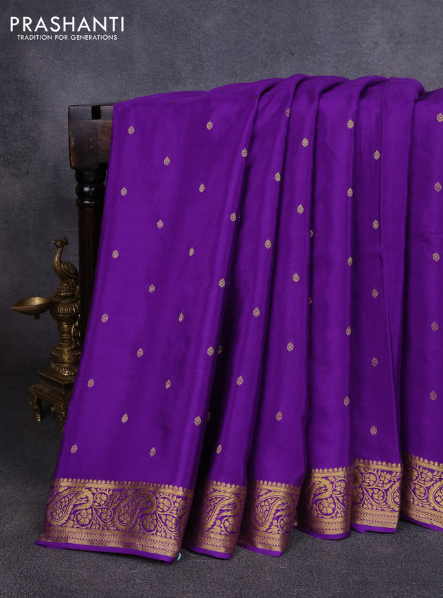 Pure mysore silk saree purple with allover zari woven buttas and embroidery pallu
