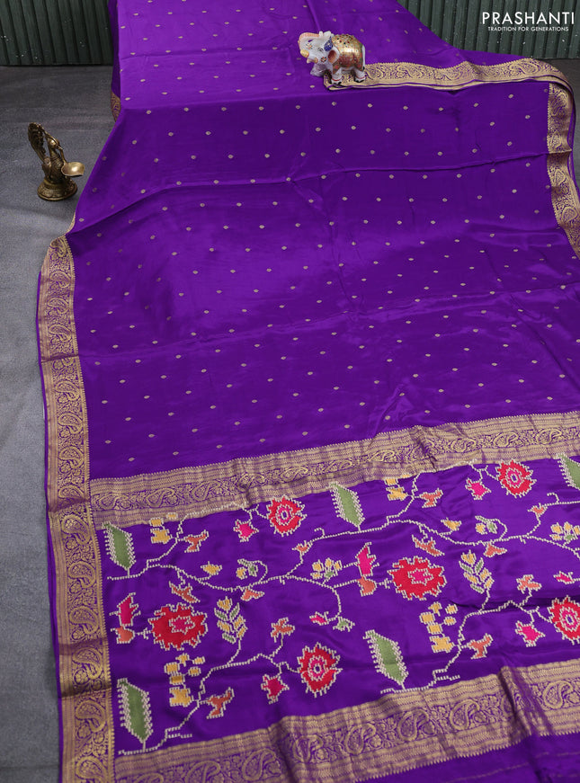 Pure mysore silk saree purple with allover zari woven buttas and embroidery pallu
