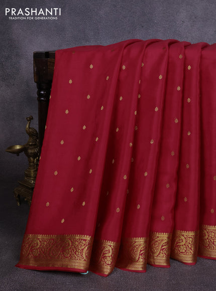 Pure mysore silk saree red with allover zari woven buttas and embroidery pallu
