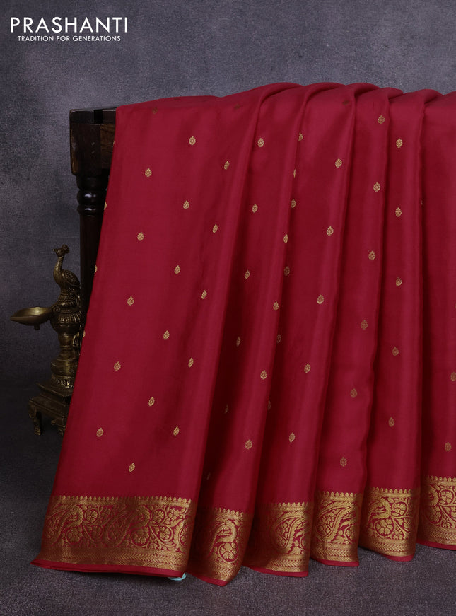Pure mysore silk saree red with allover zari woven buttas and embroidery pallu