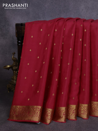 Pure mysore silk saree red with allover zari woven buttas and embroidery pallu