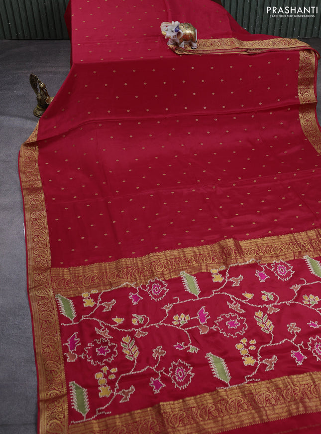 Pure mysore silk saree red with allover zari woven buttas and embroidery pallu