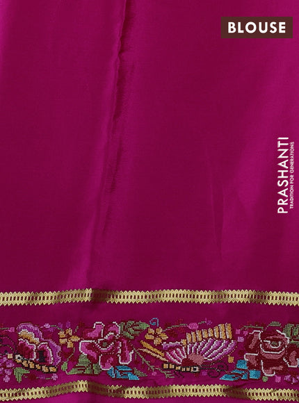 Pure mysore silk saree pink with plain body and rettapet zari woven embroidery border