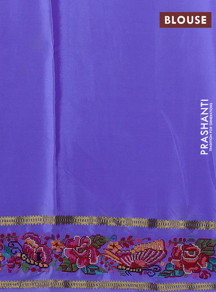 Pure mysore silk saree lavender with plain body and rettapet zari woven embroidery border