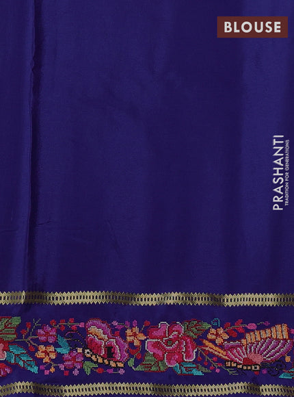 Pure mysore silk saree blue with plain body and rettapet zari woven embroidery border