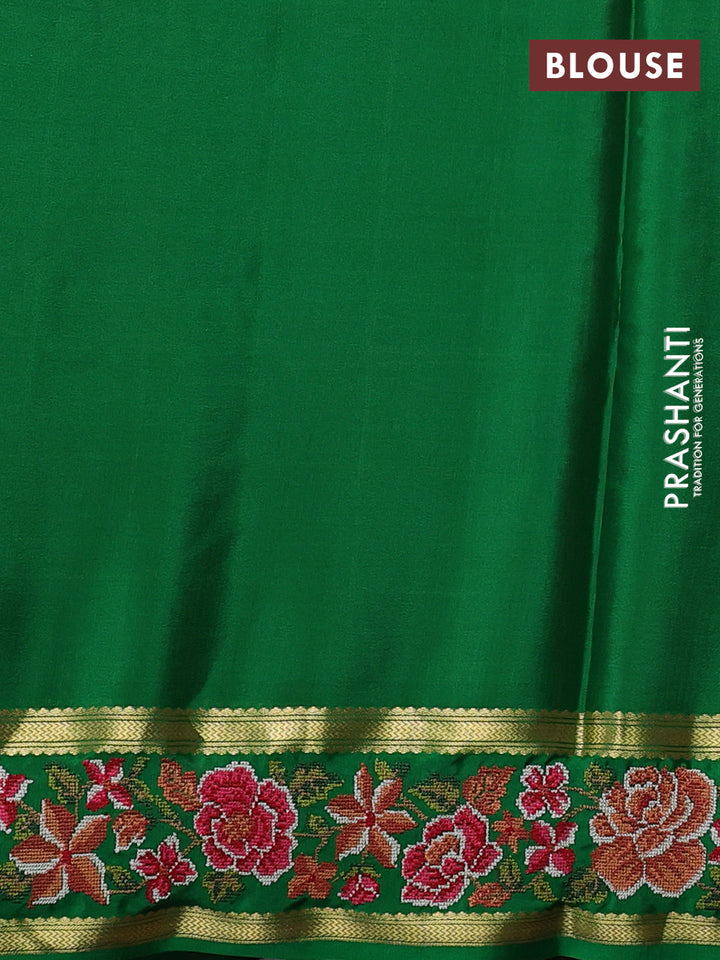 Pure mysore silk saree red and green with allover checked pattern and rettapet zari woven embroidery border