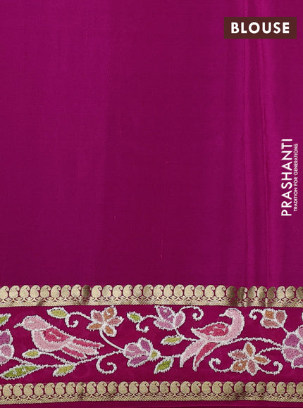 Pure mysore silk saree violet and pink with plain body and rettapet zari woven embroidery border