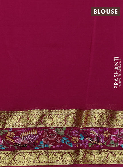 Pure mysore silk saree pink with plain body and rettapet zari woven embroidery border