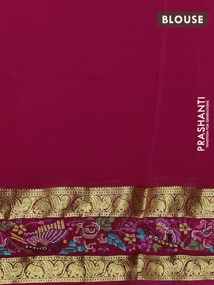 Pure mysore silk saree pink with plain body and rettapet zari woven embroidery border