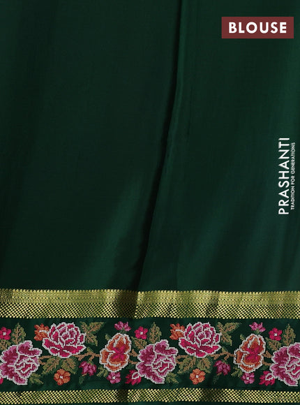 Pure mysore silk saree mustard yellow and bottle green with allover zari small checked pattern and rettapet zari woven embroidery border
