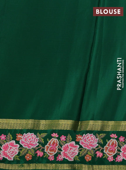 Pure mysore silk saree red and green with allover zari small checked pattern and rettapet zari woven embroidery border