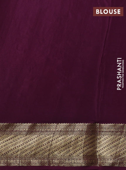 Pure mysore silk saree deep wine with allover pichwai embroidery buttas and zari woven embroidery butta border