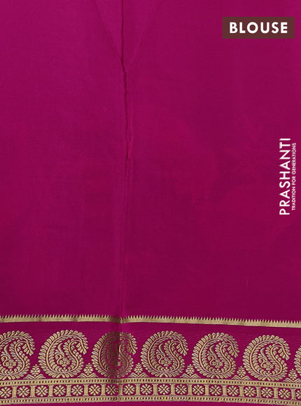 Pure mysore silk saree deep jamun and pink with plain body and long embroidery zari woven border