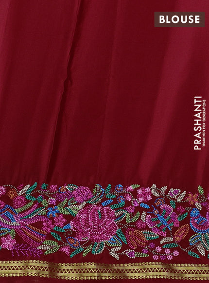 Pure mysore silk saree red with plain body and embroidery zari border