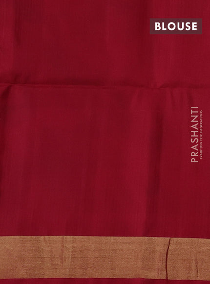 Ikat soft silk saree blue and red with allover ikat weaves and long ikat zari woven border