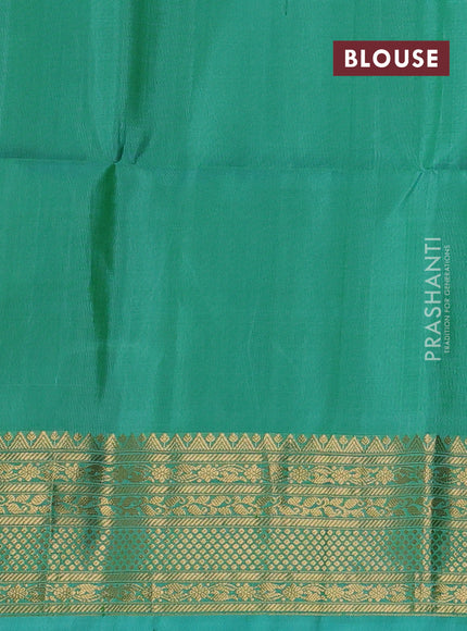 Ikat soft silk saree magenta pink and teal green with allover ikat weaves and zari woven border