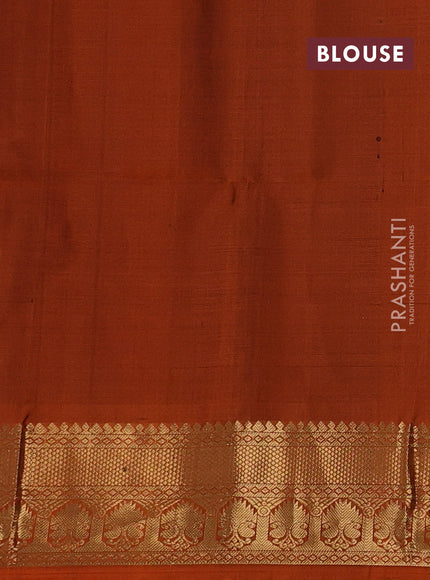 Ikat soft silk saree dark peacock blue and rustic orange with allover ikat weaves and zari woven border