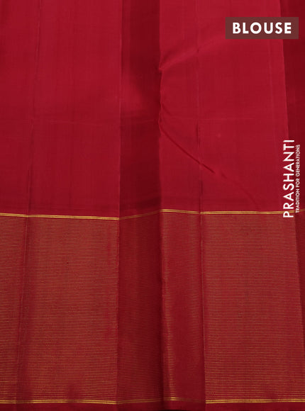 Pure kanchipuram silk saree cream mustard and maroon with allover checked pattern and long zari woven border