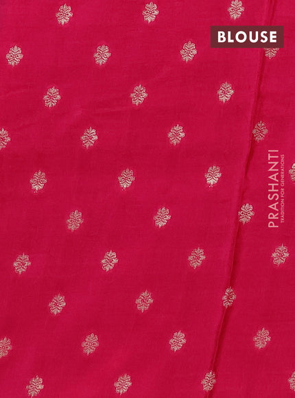 Semi mysore silk saree bottle green and pink with allover zari checks & buttas and zari woven border