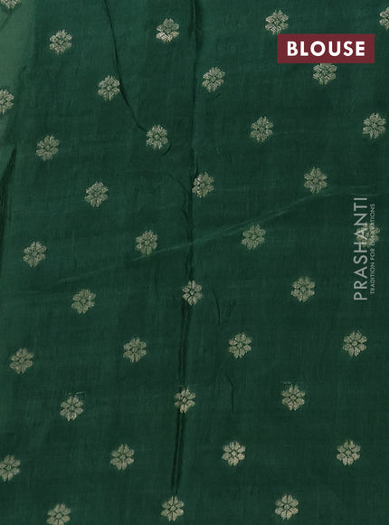 Semi mysore silk saree cream and green with allover zari checks & buttas and zari woven border