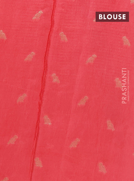 Semi mysore silk saree navy blue and peach pink with allover zari checks & buttas and zari woven border