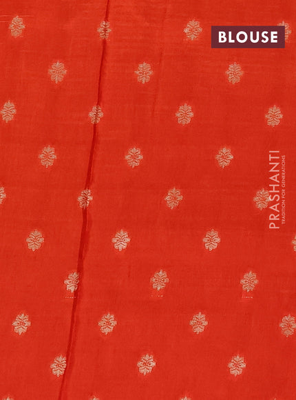 Semi mysore silk saree coffee brown and rust shade with allover zari checks & buttas and zari woven border