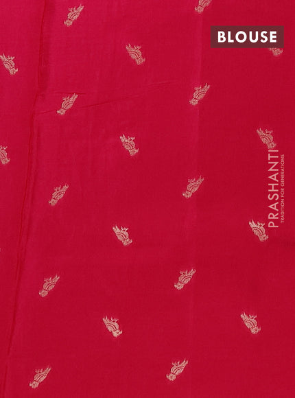 Semi mysore silk saree red and pink with allover zari checks & buttas and zari woven border