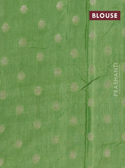 Semi mysore silk saree violet and pista green with allover zari checks & buttas and zari woven border