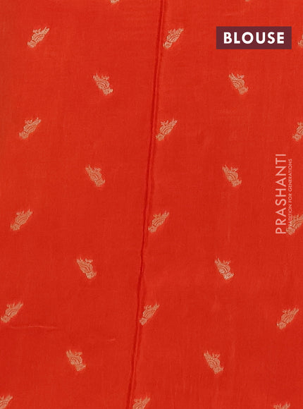Semi mysore silk saree purple and orange with allover zari checks & buttas and zari woven border