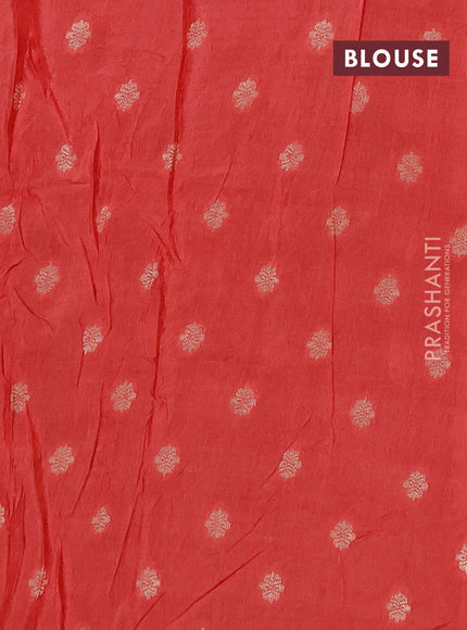 Semi mysore silk saree jamun shade and peach pink with allover zari checks & buttas and zari woven border