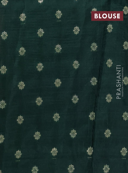 Semi mysore silk saree maroon and bottle green with allover zari checks & buttas and zari woven border
