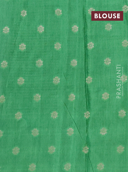 Semi mysore silk saree blue and green with allover zari checks & buttas and zari woven border