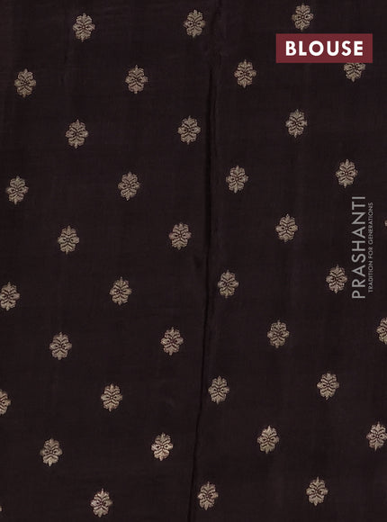 Semi mysore silk saree beige and coffee brown with allover zari checks & buttas and zari woven border