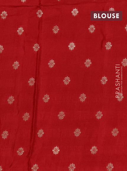 Semi mysore silk saree cream and red with allover zari checks & buttas and zari woven border