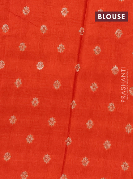 Semi mysore silk saree wine shade and orange with allover zari checks & buttas and zari woven border