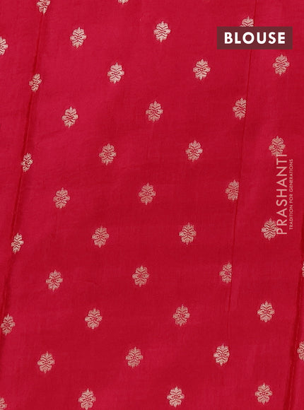 Semi mysore silk saree rust shade and pink with allover zari checks & buttas and zari woven border