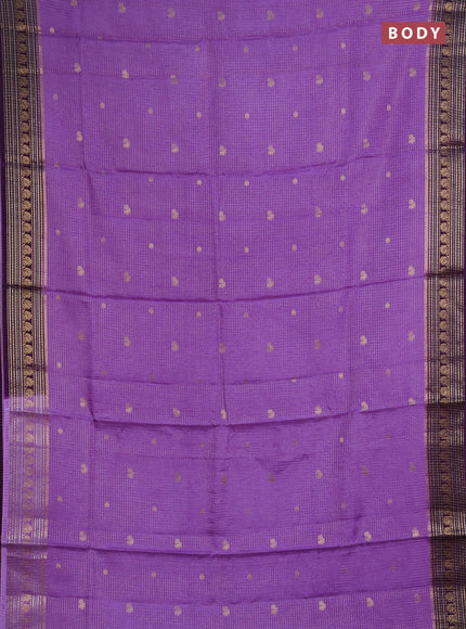 Semi mysore silk saree lavender and purple with allover zari checks & buttas and zari woven border