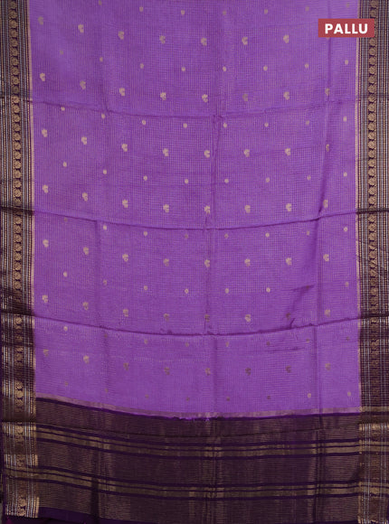 Semi mysore silk saree lavender and purple with allover zari checks & buttas and zari woven border