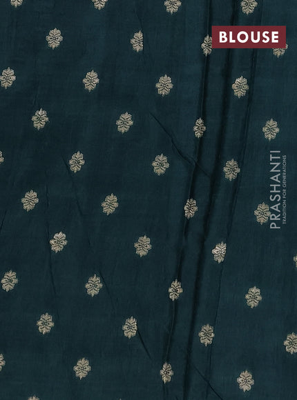 Semi mysore silk saree maroon and green with allover zari checks & buttas and zari woven border