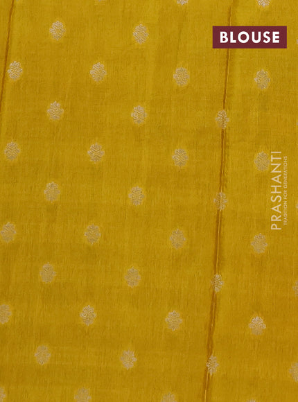 Semi mysore silk saree violet and yellow with allover zari checks & buttas and zari woven border