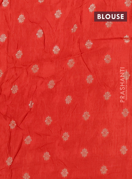 Semi mysore silk saree pink and red with allover zari checks & buttas and zari woven border