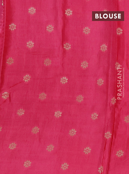 Semi mysore silk saree coffee brown and pink with allover zari checks & buttas and zari woven border