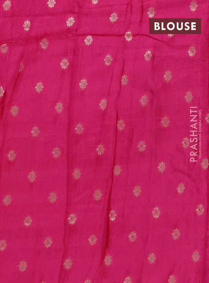 Semi mysore silk saree orange and pink with allover zari checks & buttas and zari woven border