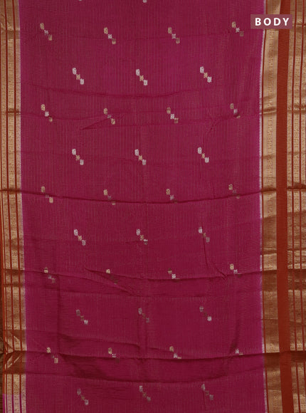 Semi mysore silk saree pink and orange with allover zari checks & buttas and zari woven border