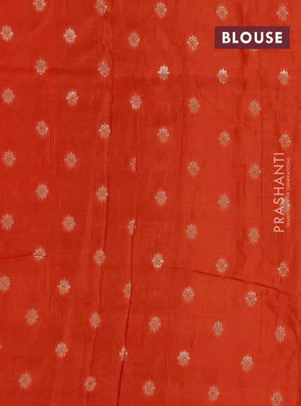 Semi mysore silk saree pink and orange with allover zari checks & buttas and zari woven border