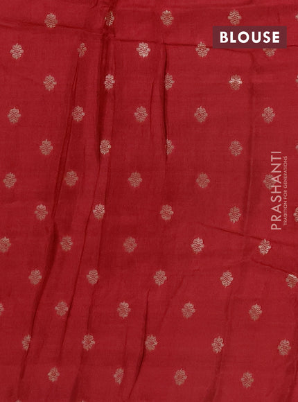 Semi mysore silk saree cream and red with allover zari checks & buttas and zari woven border