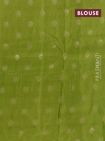 Semi mysore silk saree blue and lime green with allover zari checks & buttas and zari woven border