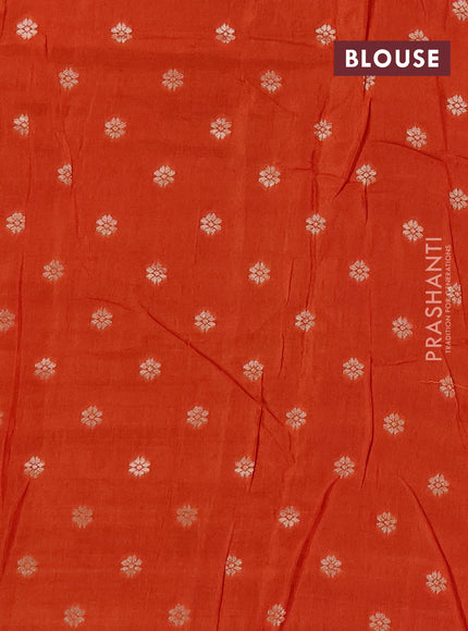 Semi mysore silk saree pink and orange with allover zari checks & buttas and zari woven border